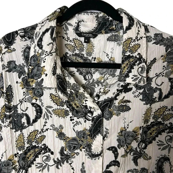 shirt ,blouse,women 4x,crinkle,lightweight,like new,paisley,front closure career - Picture 3 of 13